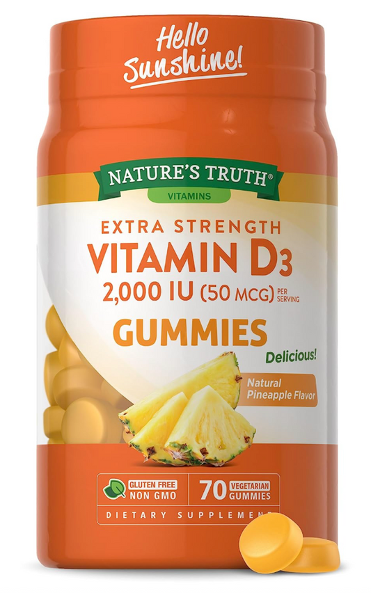 네이처스트루쓰 Nature's Truth Non-GMO 젤라틴-프리 비타민 D3 25mcg (1000 IU) 거미 70정