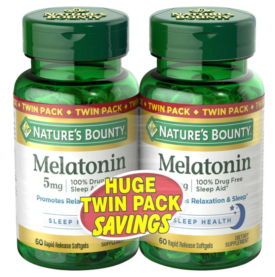 네이처스바운티 Non-GMO 약물-프리 멜라토닌 5mg 속방형 60 액정 2병 (120정)