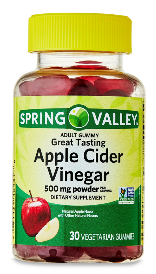 스프링밸리 Spring Valley Non-GMO 젤라틴-프리 애플 사이다 식초 500mg 거미 30정 2ct (60정)