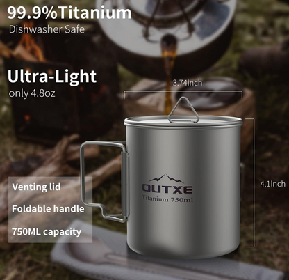 아웃엑스이 Outxe FDA 식품등급 티타늄 캠핑 쿠킹 컵 세트 3pc