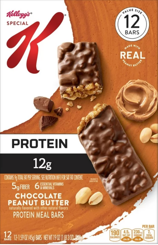 켈로그 Kellogg's 스페셜K 초콜렛 땅콩버터 단백질바 12ct (540g) *단백질 12g*