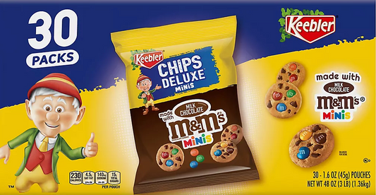 키블러 Keebler 칩스디럭스 M&M's 미니 쿠키 30팩 (1.36kg)