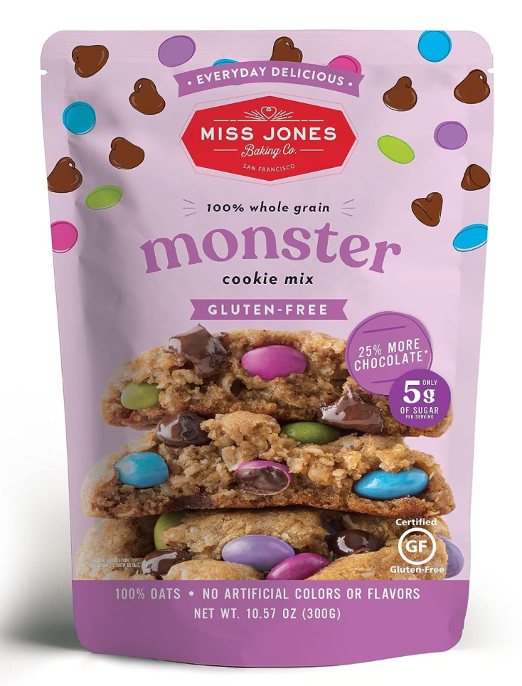 미스존스베이킹 Miss Jones Baking Co. 50% 레스슈가 통곡물 글루텐-프리 몬스터 쿠키 믹스 300g 3팩 (900g)