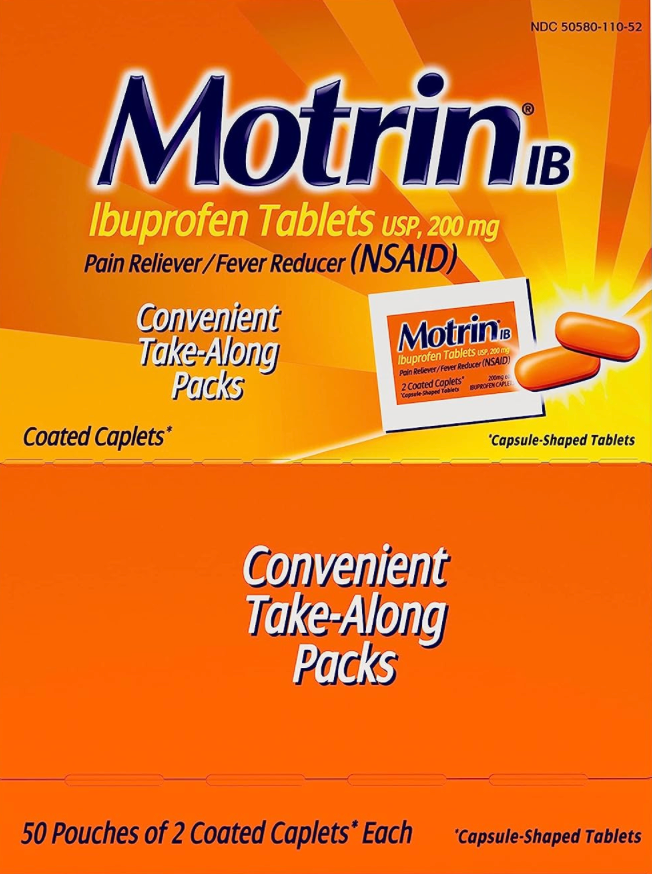 모트린 Motrin 아이부프로펜 200mg 개별포장 2정 50팩 (100정)