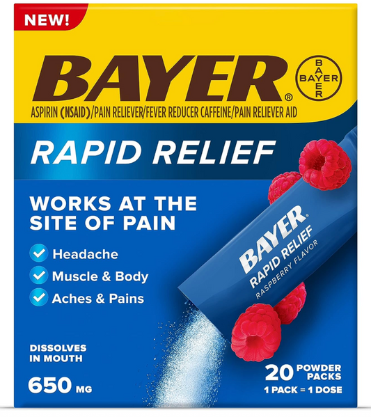 바이엘 Bayer 아스피린 650mg 래피드 릴리프 분말 20포 2개 (40포)