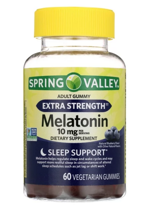 스프링밸리 Spring Valley Non-GMO 약물/젤라틴-프리 멜라토닌 5mg 수면유도 거미 60정