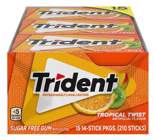 트라이덴트 Trident 트로피칼트위스트 무설탕 껌 15팩 (210pc)