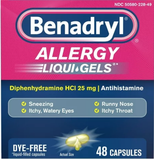 6+ 베내드릴 Benadryl 디펜하이드라민 25mg 알러지 릴리프 리퀴젤 48 액정