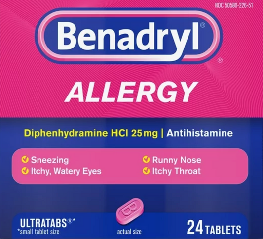 6+ 베내드릴 Benadryl 디펜하이드라민 25mg 알러지 릴리프 24정