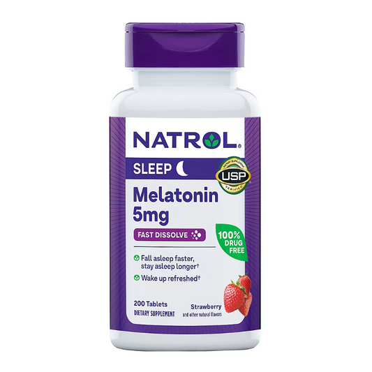 나트롤 Natrol 약물-프리 멜라토닌 5mg 수면유도 츄어블 200정