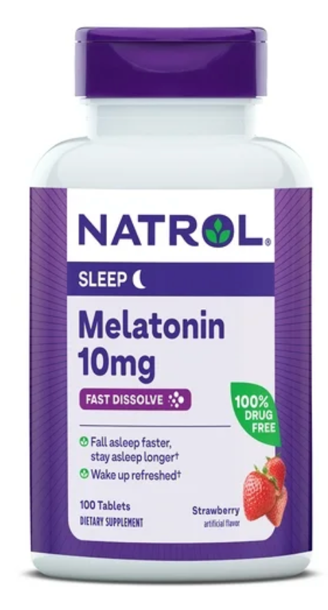 나트롤 Natrol 약물-프리 멜라토닌 10mg 수면유도 츄어블 100정