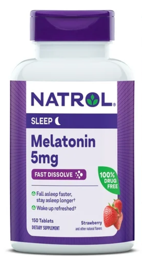 나트롤 Natrol 약물-프리 멜라토닌 5mg 수면유도 츄어블 150정