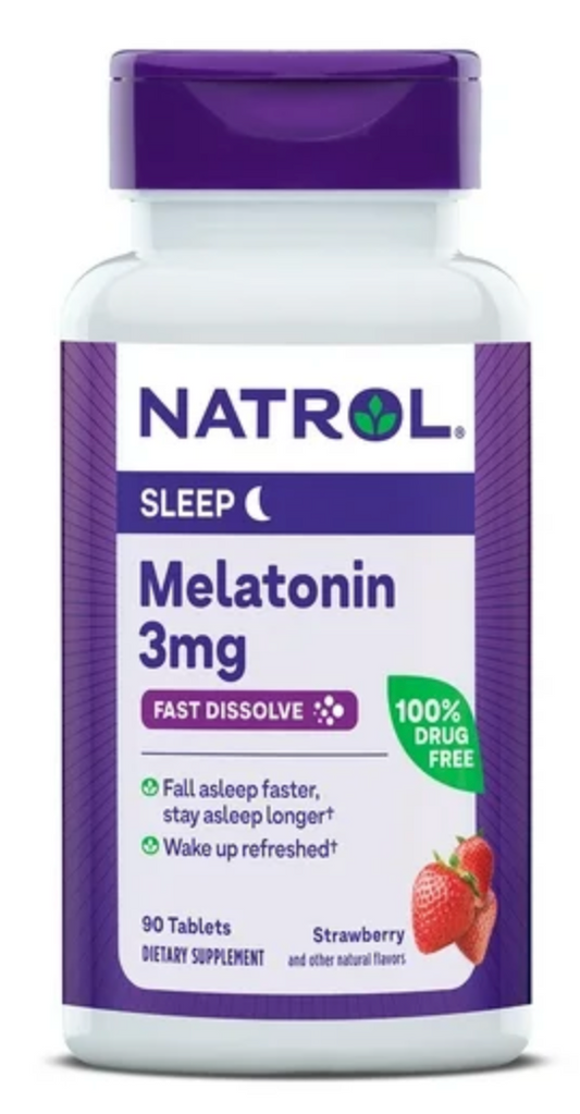 나트롤 Natrol 약물-프리 멜라토닌 3mg 수면유도 츄어블 90정