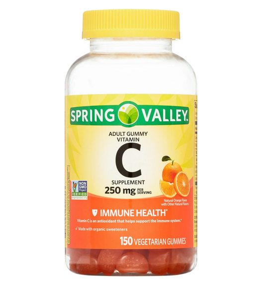 스프링밸리 Spring Valley Non-GMO 젤라틴-프리 비타민 C 125mg 거미 150정