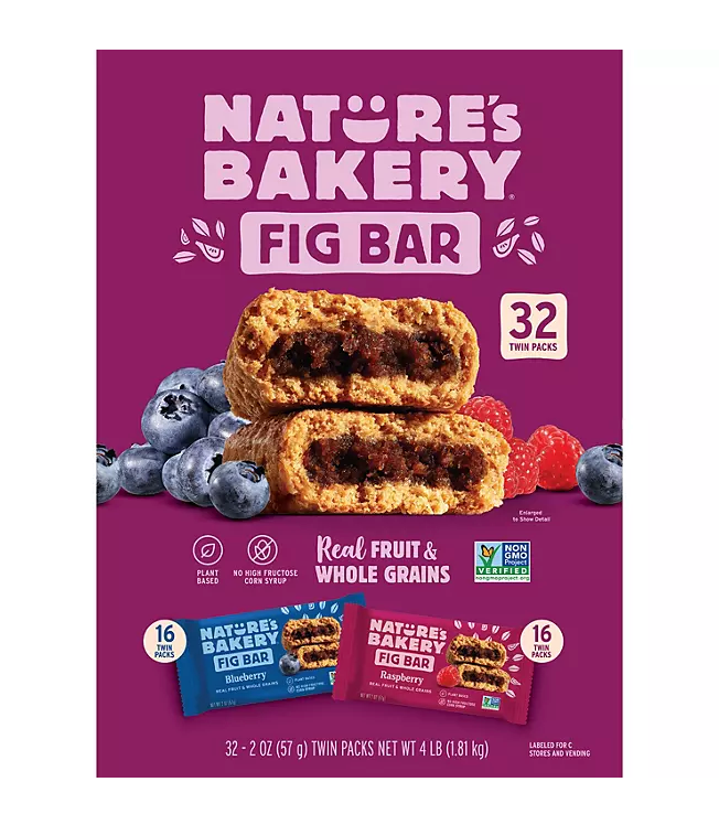 네이처스베이커리 Nature's Bakery Non-GMO 무화과 스낵바 2가지맛 32팩 (1.8kg)