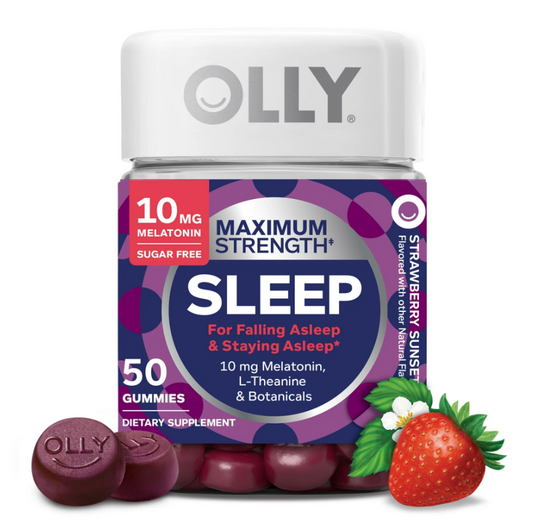 올리 Olly 슬립 멕시멈스트랭쓰 약물-프리 멜라토닌 5mg 무설탕 수면유도 거미 50정