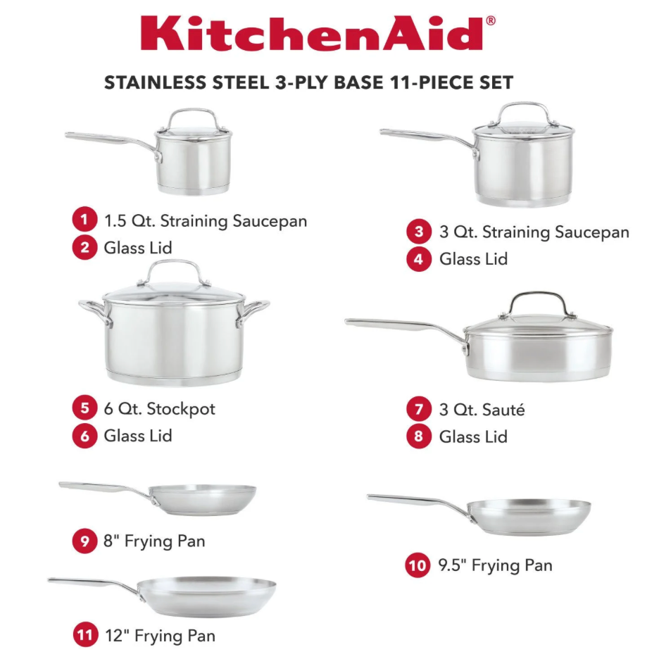 키친에이드 KitchenAid 3중 스텐레스 인덕션 쿡웨어 세트 11pc