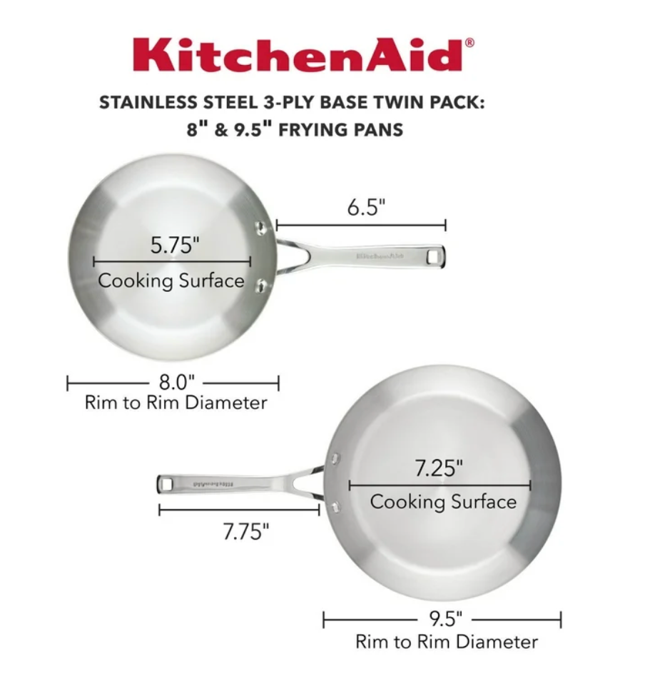키친에이드 KitchenAid 3중 스텐레스 인덕션 후라이팬 2pc