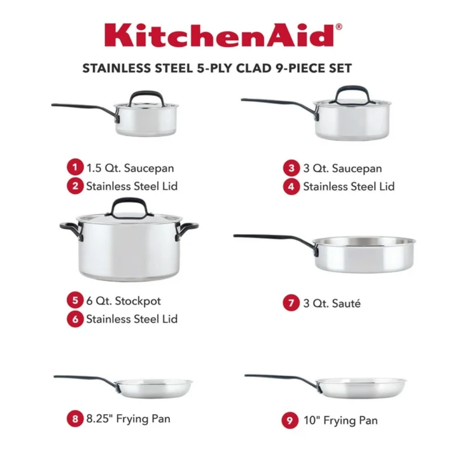 키친에이드 KitchenAid 5중 스텐레스 인덕션 쿡웨어 세트 9pc