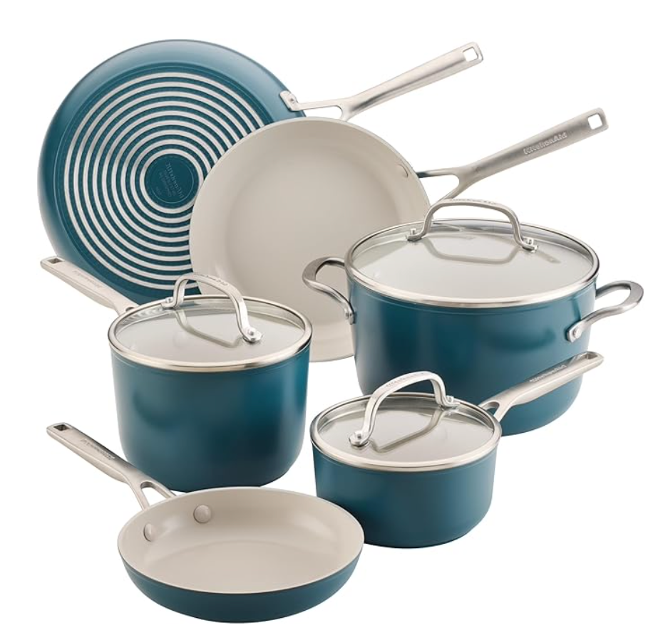 키친에이드 KitchenAid 하드 아노다이즈드 논스틱 인덕션 쿡웨어 세트 9pc (2 색상)