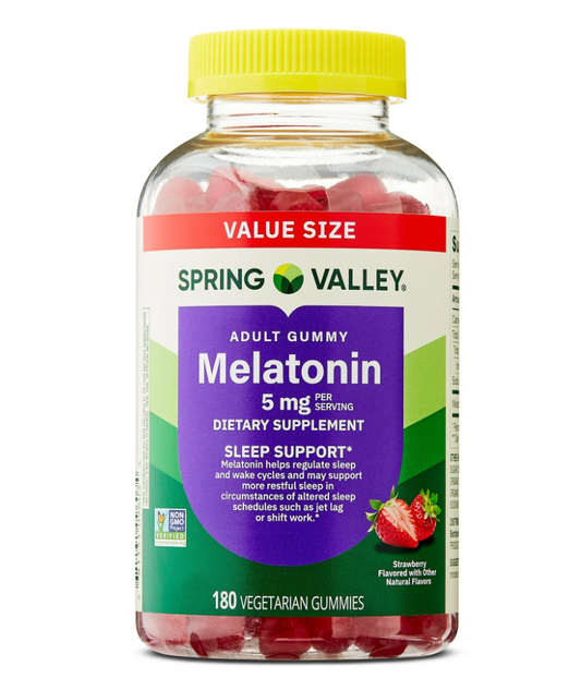 스프링밸리 Spring Valley Non-GMO 약물-프리 멜라토닌 2.5mg 수면유도 젤라틴-프리 거미 180정