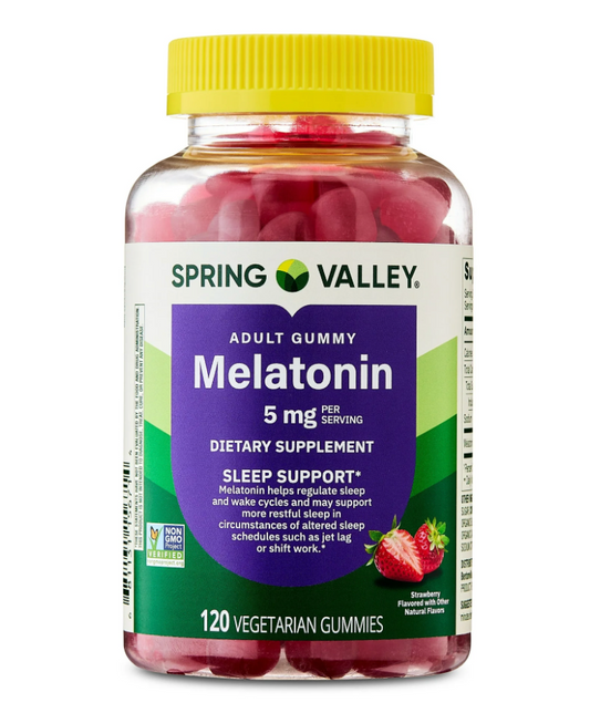 스프링밸리 Spring Valley Non-GMO 약물-프리 멜라토닌 2.5mg 수면유도 젤라틴-프리 거미 120정