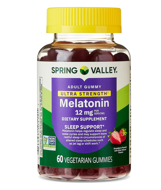스프링밸리 Spring Valley Non-GMO 약물-프리 멜라토닌 6mg 수면유도 젤라틴-프리 거미 60정