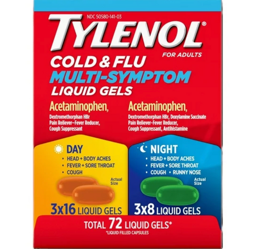 12+ 타이레놀 Tylenol 콜드 + 플루 (감기•독감) 멀티 심텀 리퀴드젤 72정