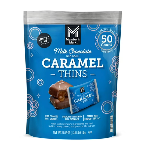 멤버스마크 밀크초콜렛 시솔트 카라멜 씬즈 50pc (612g)