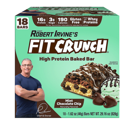 로버트얼바인 피트크런치 글루텐-프리 민트 초콜렛칩 6겹 단백질바 18개 (428g) *단백질 16g*