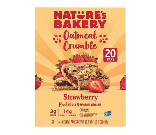 네이처스베이커리 Non-GMO 스트로베리 오트밀 크럼블 스낵바 20개 (800g)