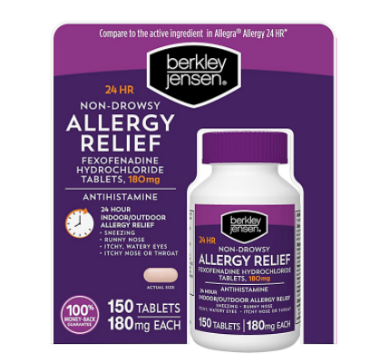 12+ 버클리젠슨 펙소페나딘 180mg 24시간 알러지 릴리프 150정