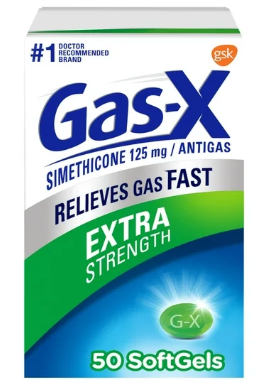 12+ 글락소스미스클라인 GSK 가스엑스 시메티콘 125mg 소프트젤 50정