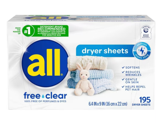 [아토피협회 인증] 올 프리&클리어 무향 건조기 시트 195매