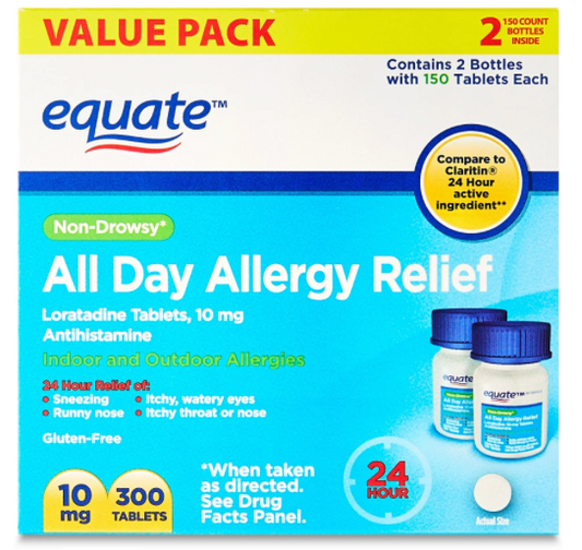 6+ 이퀘이트 로라타딘 10mg 24시간 알러지 릴리프 150정 2병 (300정)