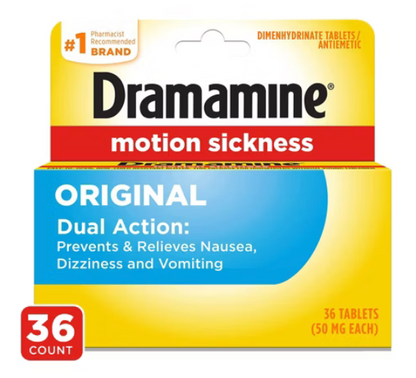 2+ 드라마민 디펜히드리네이트 50mg 듀얼액션 멀미약 36정