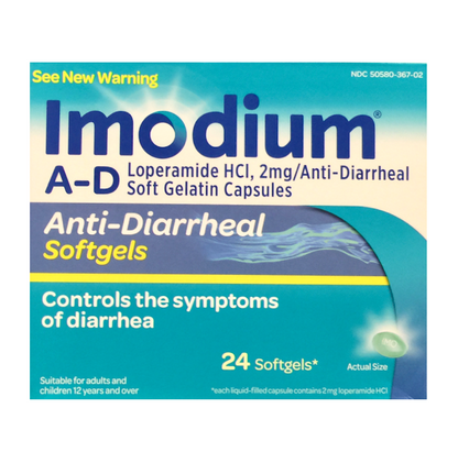 이모디움 A-D 로페라미드 HCl 2mg 설사 완화 소프트젤 24정