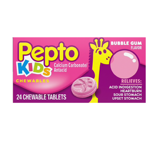 펩토 키즈 속쓰림·산성 소화불량 완화 탄산칼슘 400mg 츄어블 24정 2팩 (48정)