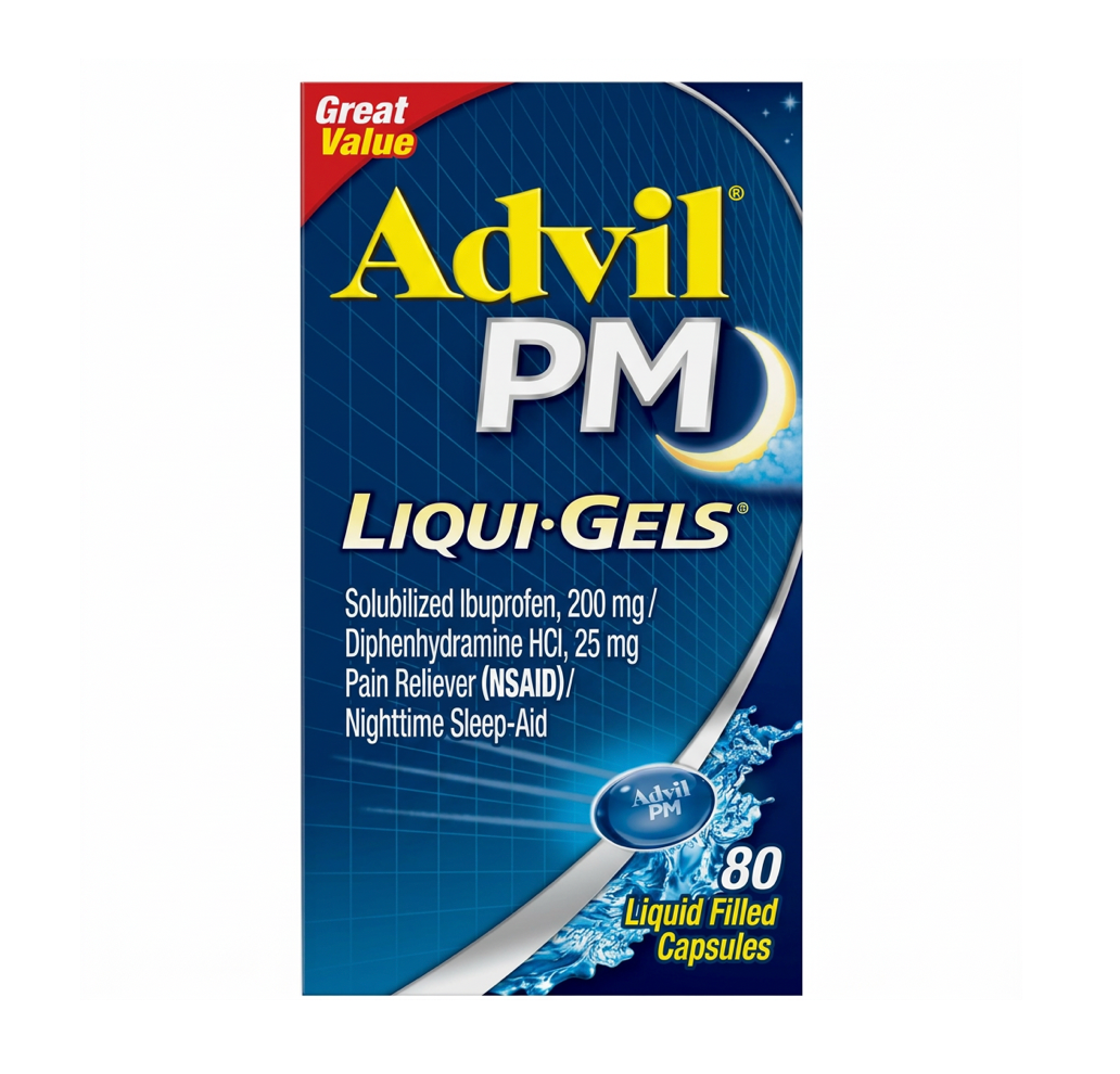애드빌 PM 이부프로펜 200mg 야간 진통·수면유도 리퀴젤 80정