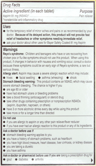 바이엘 Bayer 아스피린 81mg 400정