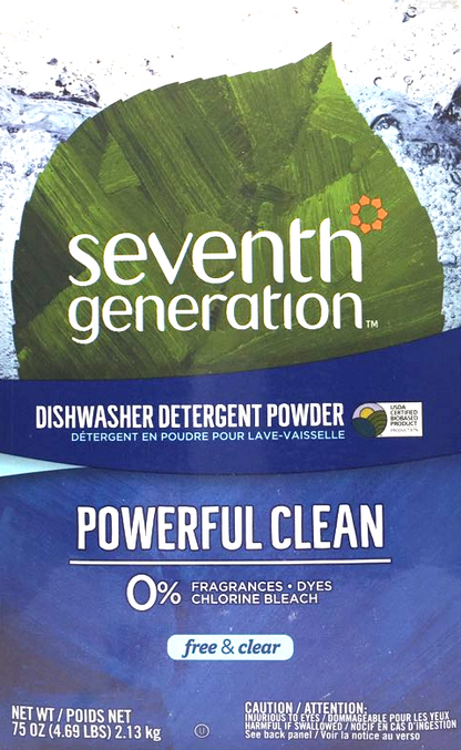 [EWG A 등급] 세븐스제너레이션 7th Generation 87% 식물성 프리&클리어 식기세척기 세제 파우더 2.13kg