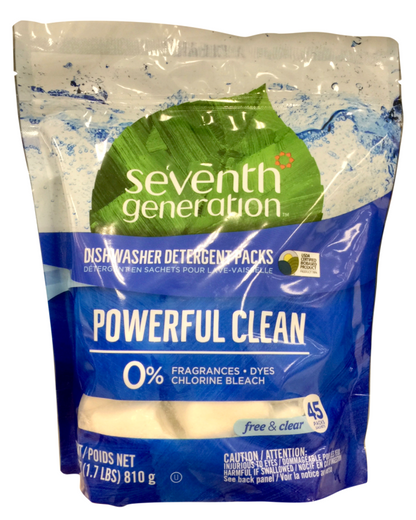 [EWG A 등급] 세븐스제너레이션 7th Generation 79% 식물성 프리&클리어 식기세척기 세제 45팩 (675g)
