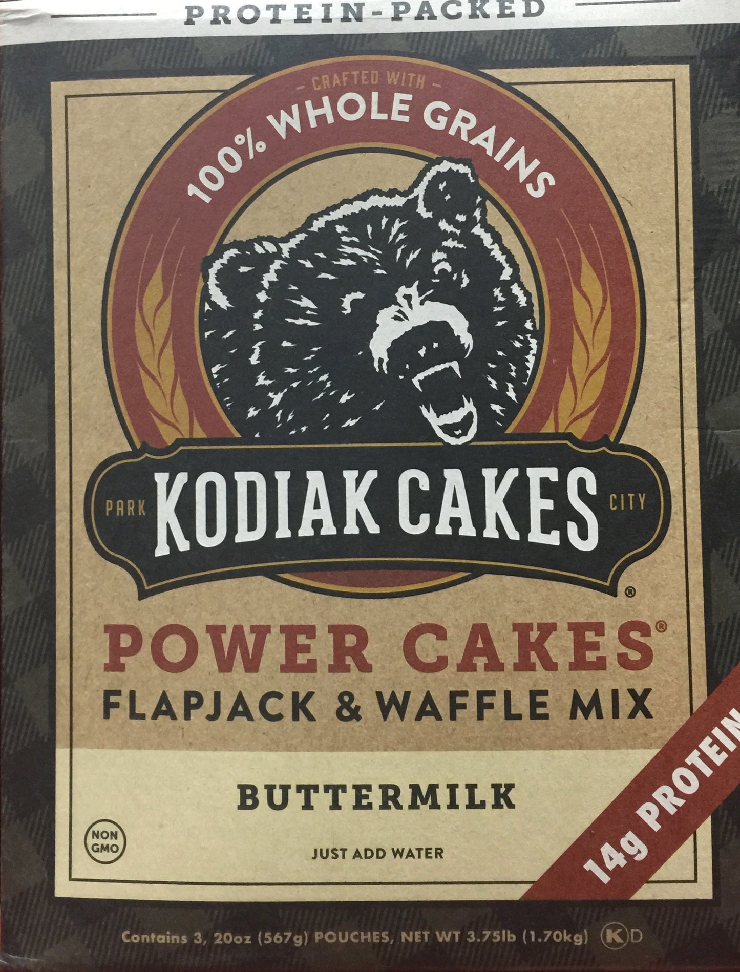 코디악 Kodiak Non-GMO 버터밀크 단백질 팬케이크 & 와플 믹스 1.7kg
