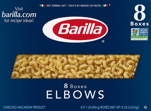 바릴라 Barilla Non-GMO 엘보 마카로니 454g 8개 (3.6kg)