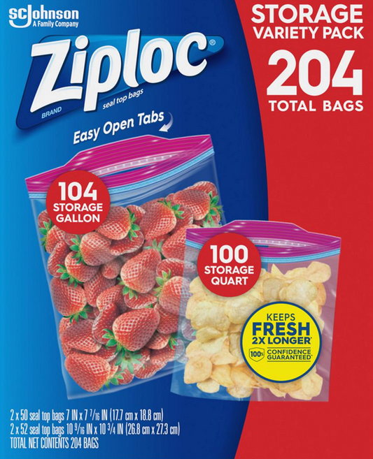 집락 Ziploc BPA-프리 지퍼백 2종 204매