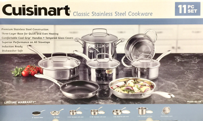 퀴진아트 Cuisinart 클래식 3중 스텐레스 인덕션 쿡웨어 세트 83-11N 11pc