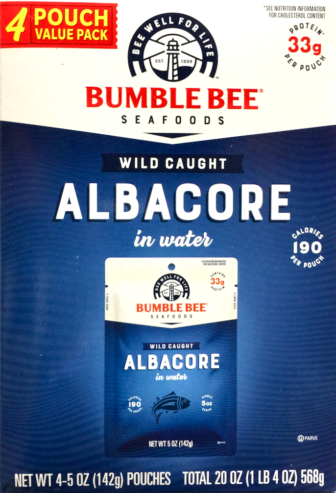 범블비 Bumble Bee Non-GMO 알바코어 참치 파우치 142g 4ct (568g)
