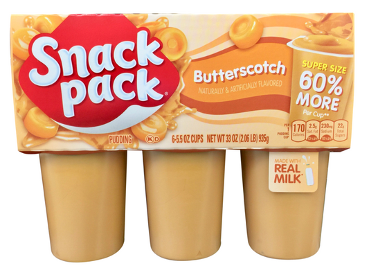 스낵팩 Snack Pack rBST/방부제-프리 버터스카치 푸딩 6컵 (935g)