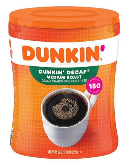 던킨 Dunkin 오리지널 블렌드 미디엄 로스트 디카페인 분쇄 커피 캐니스터 1.27kg