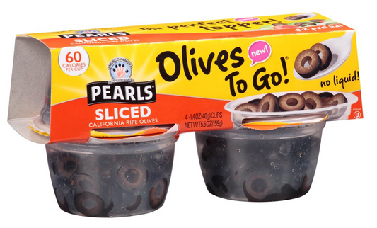 펄즈 Pearls Non-GMO 슬라이스드 캘리포니아 올리브컵 4개 (159g)